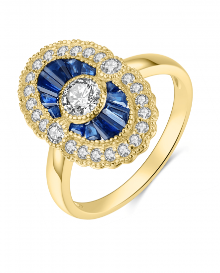 OVAL SAPPHIRE DIAMOND RING (TR4120)
